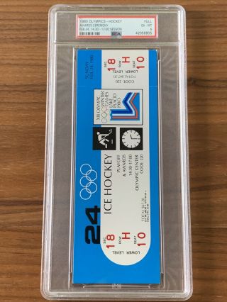 1980 Olympics Hockey Miracle on Ice USA vs USSR Complete Full (8) Ticket Set PSA 12