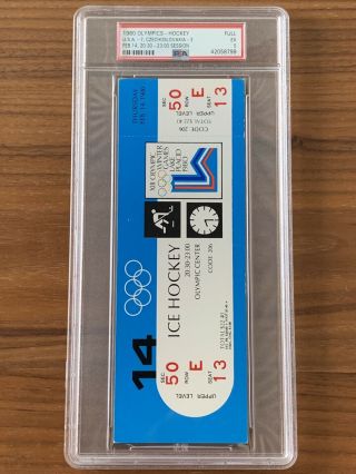 1980 Olympics Hockey Miracle on Ice USA vs USSR Complete Full (8) Ticket Set PSA 6