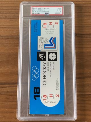 1980 Olympics Hockey Miracle on Ice USA vs USSR Complete Full (8) Ticket Set PSA 8