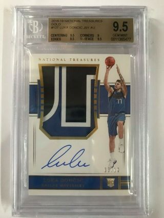 2018 - 19 National Treasures Gold Rpa Rookie Patch Auto Luka Doncic 03/10 Bgs 9.  5