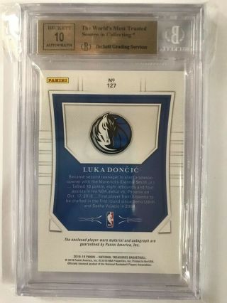 2018 - 19 National Treasures Gold RPA Rookie Patch Auto Luka Doncic 03/10 BGS 9.  5 2