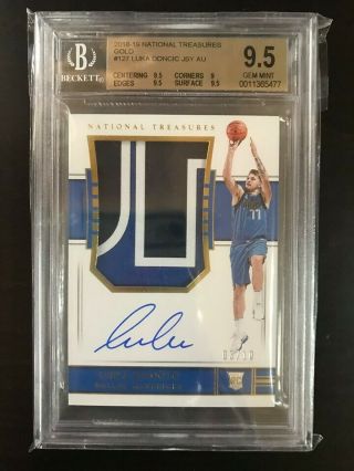 2018 - 19 National Treasures Gold RPA Rookie Patch Auto Luka Doncic 03/10 BGS 9.  5 3