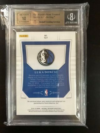 2018 - 19 National Treasures Gold RPA Rookie Patch Auto Luka Doncic 03/10 BGS 9.  5 4