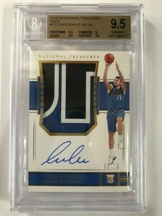 2018 - 19 National Treasures Gold RPA Rookie Patch Auto Luka Doncic 03/10 BGS 9.  5 5
