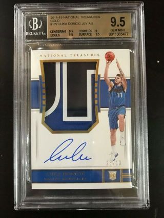 2018 - 19 National Treasures Gold RPA Rookie Patch Auto Luka Doncic 03/10 BGS 9.  5 7
