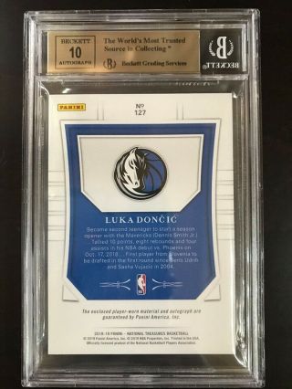 2018 - 19 National Treasures Gold RPA Rookie Patch Auto Luka Doncic 03/10 BGS 9.  5 8