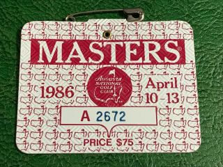 1986 Masters Badge Jack Nicklaus Champion Augusta National Ticket Souvenir