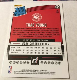 2018 - 19 Donruss TRAE YOUNG Holo Orange Laser Rated Rookie 198 Hawks RC SP Rare 2