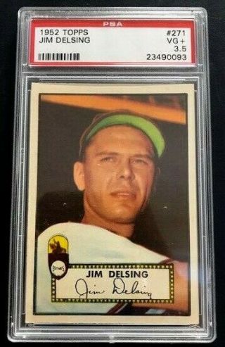 1952 Topps Baseball Card 271 Jim Delsing Psa 3.  5 Vg,  Rare Card To Find