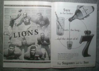 1954 NFL CHAMPIONSHIP PRE BOWL PROGRAM SUPERBOWL BROWNS ROUT LIONS 56 - 10 6