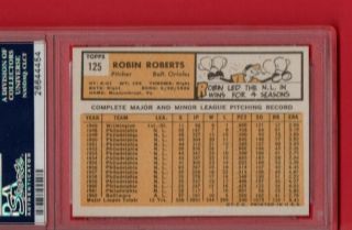 1963 Topps Robin Roberts 125 Baltimore Orioles PSA 6 MX - MT 2