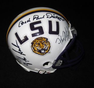 Paul Dietzel,  Les Miles & Nick Saban Signed Lsu Tigers Mini Helmet Jsa