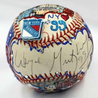 Wayne Gretzky 99 Signed Charles Fazzino Painted Baseball Ny Rangers Jsa V84901