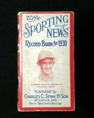 1930 The Sporting News Record Book Booklet Mickey Cochrane Detroit Tigers Vtg