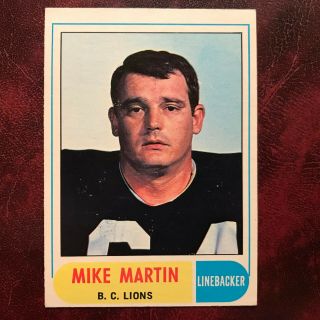 1968 O - Pee - Chee Opc Cfl Test Set Mike Martin 126 Lions - Nr -