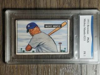 1951 Bowman 253 Mickey Mantle Graded Baseball Card York Yankees