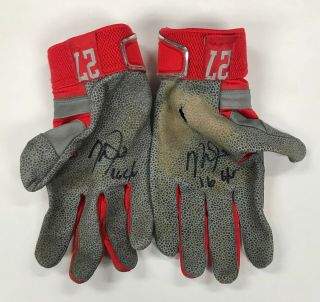 Mike Trout 2x Signed 2016 Game Nike Batting Gloves Autographed W/ Loa Auto