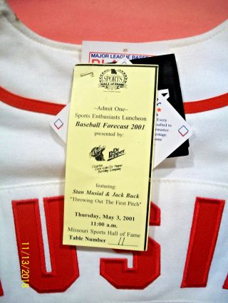 STAN MUSIAL CARDINALS HALL OF FAMER AUTOGRAPHED JERSEY AND SHOW TICKET 4
