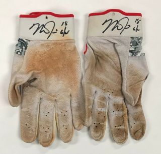 Mike Trout 2x Signed 2017 Game Nike Batting Gloves Autographed W/ Loa Auto