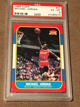 Michael Jordan 1986 Fleer Basketball Rc 57 Psa 6 Ex - Mt Centered,  Looks Better