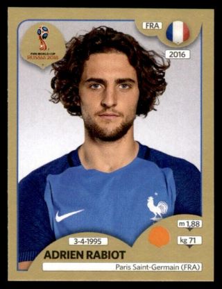 Panini World Cup 2018 (swiss Gold Version) Adrien Rabiot (france) No.  204