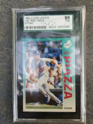 1992 Fleer Update Mike Piazza Los Angeles Dodgers 92 Baseball Card Gem 10