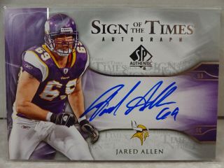 2009 Sp Authentic Sign Of The Times Jared Allen Vikings On Card Auto