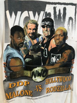 AUTHENTIC WCW/NWO Karl Malone/DDP vs Hollywood Hogan/Dennis Rodman SHIRT XL 1998 2