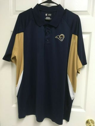St Louis Rams N Conference Men Navy Gold Short Sleeve Golf Polo Shirt 2xl Nfl