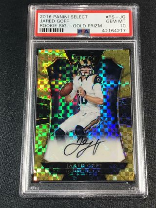 Jared Goff 2016 Panini Select Prizm Gold Refractor Auto /10 Rookie Rc Psa 10