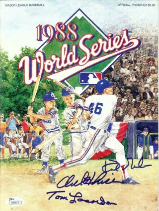 Tom Lasorda Gibson Hershiser Signed Autographed 1988 World Series Program Jsa