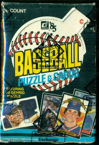 1985 Donruss Baseball Wax Pack Box 36 Packs Bbce & Authenticated