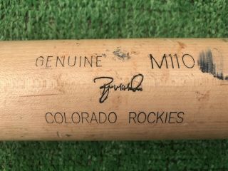 Colorado Rockies Ryan Mcmahon Game Baseball Bat