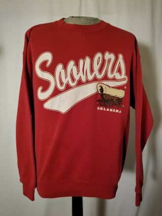 Vintage 90s Oklahoma Sooners Mens Xl Crewneck Sweatshirt Maroon 50/50 Blend Usa