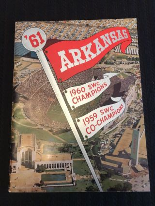 1961 Arkansas Razorbacks Football Radio Tv Media Guide Lance Alworth