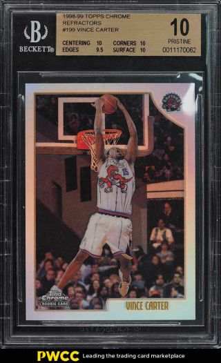 1998 Topps Chrome Refractor Vince Carter Rookie Rc 199 Bgs 10 Pristine (pwcc)