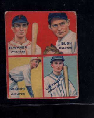 1935 Goudey 4 - In - 1 Picture 5 Card C Waner/ Bush/ Hoyt/ Waner Vg J7591