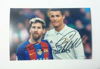 Lionel Messi And Cristiano Ronaldo Hand Signed Authentic Autographed Photo