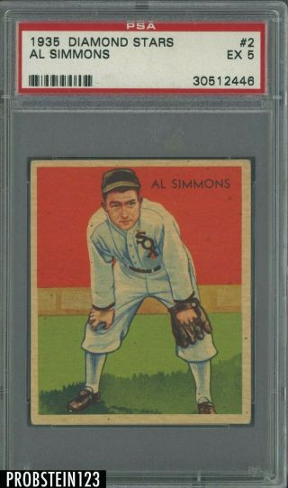 1935 Diamond Stars 2 Al Simmons White Sox Hof Psa 5 Ex
