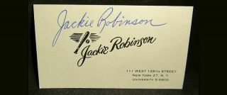 Jackie Robinson Hand Signed Personal Business Card With - Loa Brooklyn Dodgers