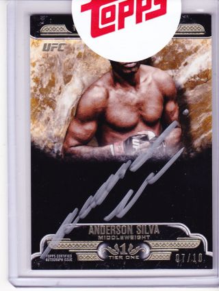 2017 Topps Ufc Knockout Anderson Silva Auto 07/10 Silver Ink Tier One Autograph