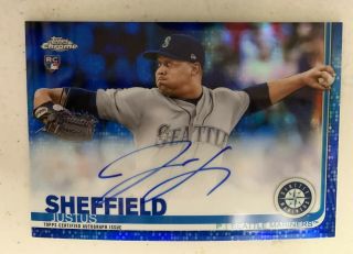 2019 Topps Chrome Justus Sheffield Rc Blue Refractor Auto 81/150 Mariners