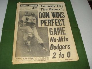 Rare 10 - 9 - 1956 Daily Mirror Newspaper " Don (larsen) Win 