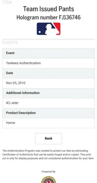 Yankees Derek Jeter GAME WORN Pinstripe Pants - MLB AUTHENTICATED STEINER 10