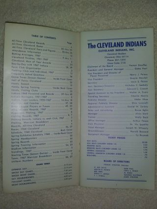 1968 CLEVELAND INDIANS MEDIA GUIDE Yearbook Press Book Program Baseball AD 2