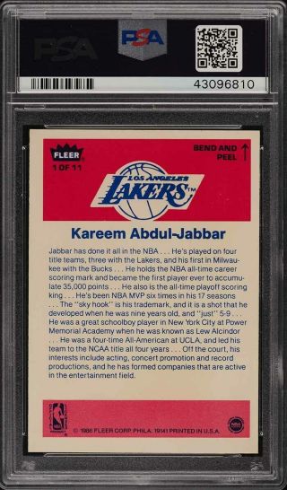 1986 Fleer Sticker Kareem Abdul - Jabbar 1 PSA 8 NM - MT (PWCC) 2