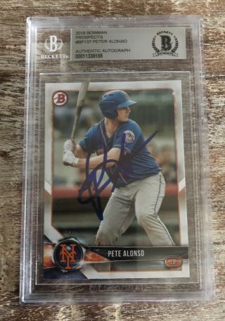 2018 Bowman Prospects Peter Pete Alonso Signed Auto Card Bgs Bas Mets Baseball