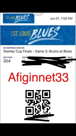 2019 Nhl Stanley Cup - Boston Bruins Vs St Louis Blues Game 3 Ticket Stub 6/1