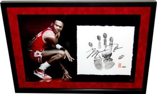Insane Michael Jordan Signed Handprint Tegata Lithograph Uda /123 Autographed