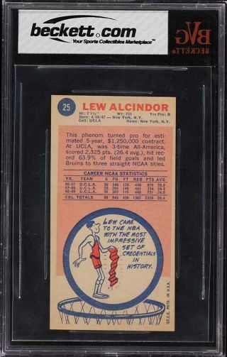 1969 Topps Basketball Lew Alcindor ROOKIE RC 25 BVG 8 NM - MT (PWCC) 2